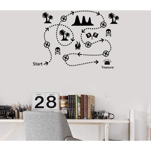 Pirate Treasure Map Kids Play Room Vinyl Wall Decal Home Decor Bedroom art mural wall stickers
