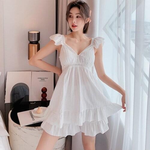 Cotton womens pajamas Lovely Royal Princess sweet sleepwear Summer new Korean bra suspender shorts suit 2piece set home clothes