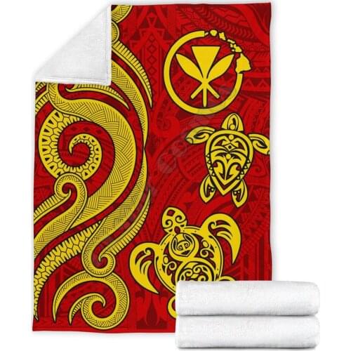 Polynesian Hawaii Kanaka Maoli Blanket Red Tentacle Turtle 3D Printed Wearable Blanket Adults/kids Fleece Blanket Sherpa Blanket