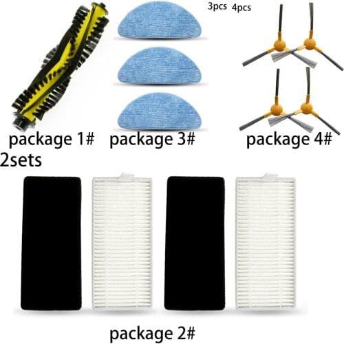 Roller Side Brush Filter Mop Cloth For Tesvor X500 / X500 Pro Robot Vacuum Parts Mop Cloth Side Brush Roller Brush