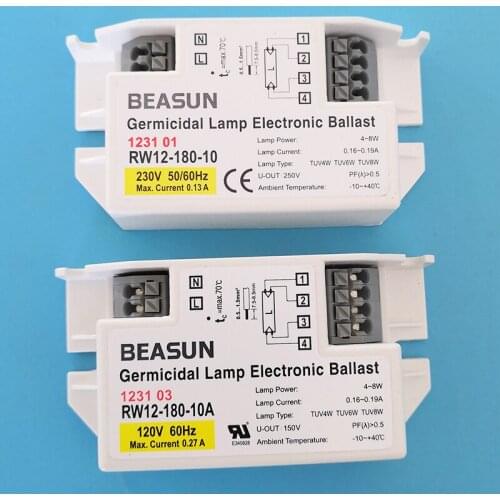 RW12-180-10 RW12-180-10A 120V 230V 4W-8W Germicidal UV Lamp Electronic Ballast for Lamp TUV4W TUV6W TUV8W