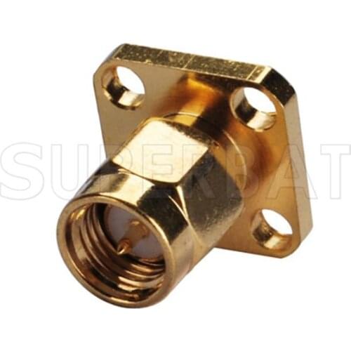 Superbat SMA 4 hole Panel Mount Plug with Extended Dielectric&Solder Post RF Coaxial Connector