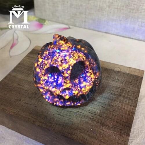 Pumpkin Skull Natural Fire Stone Carved Decoration Healing Crystal Reiki Gem Figurine Spiritual Energy Supplies Gemstone Gift