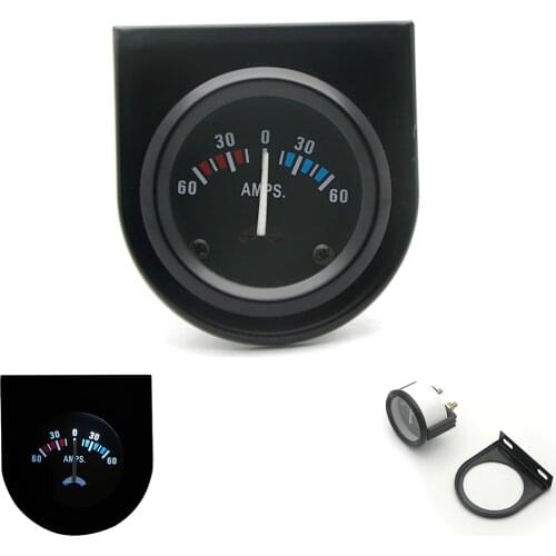 2'' 52mm Universal Car Black Analog AMPS Meter Ammeter 60-0-60A White LED Light