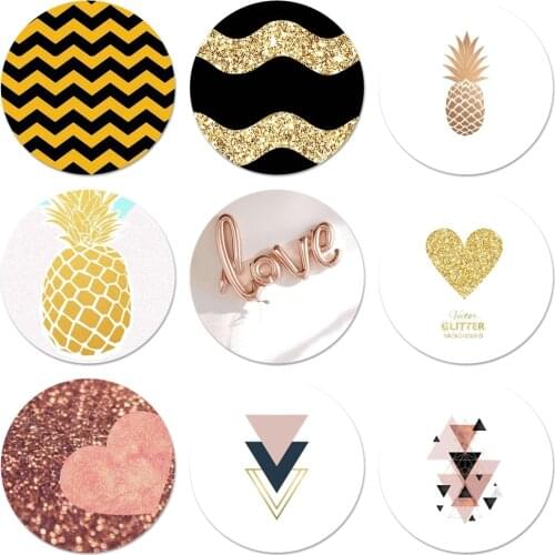 Love Heart Pineapple Gold Rose Stripes Icons Pins Badge Decoration Brooches Metal Badges For Backpack Decoration