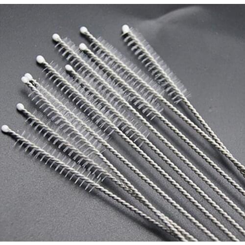 10Pcs High Cleanliness of Baby Bottle Straw Brush Stainless Steel Nylon Cleaning Brush Tool for Baby Feeding Bottle Pipe