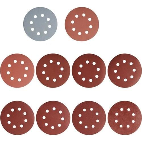100 Pieces Of 5 Inch 125mm Round Sandpaper 8-hole Grinding Wheel Set 80-3000 Hook And Loop Sandpaper For Polishing Tools