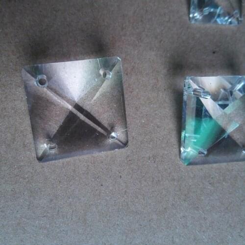 100pcs/lot 22*22MM machine grinding clear square crystal beads prism DIY chandelier lamp in 4 holes Home Curtain Accessories