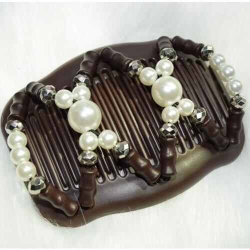 100 PCS/LOT pearl classical beads magic comb Double Magic Fashion lady special wedding hair accessory gift