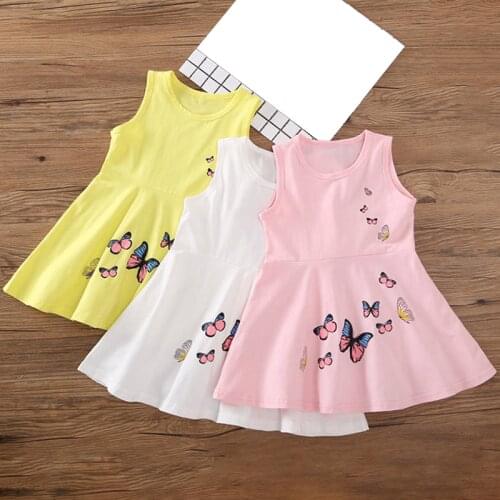 2020 New Solid Color Cotton Girl Dress Casual Girl Dress