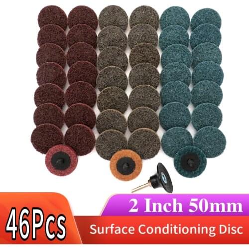 46Pc Sanding Discs Set,2" Inch Mix Roloc Quick Change Sanding Disc Roll Lock Surface Polishing Pad