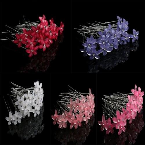 6pcs/Lot Crystal Resin Flower U shape Set Colorful Hairpins For Women Hair Clip Bride Hair Accessories Wedding Hair Jewelry