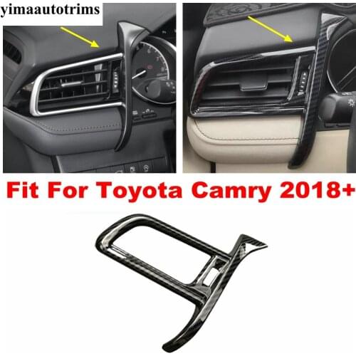 ABS Carbon Fiber Look Interior Front Dashboard Left Air AC Outlet Vent Cover Frame Trim Accessories For Toyota Camry 2018 - 2021