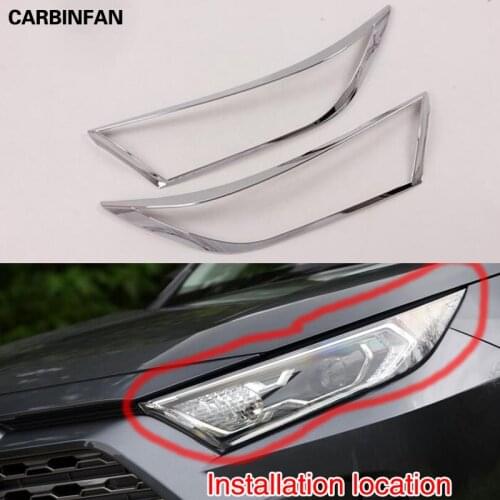 Car Accessories Exterior Front Head Headlight Lights Trim Cover Sticker Decoration 2Pcs/Set For Toyota RAV4 RAV 4 2019 2020