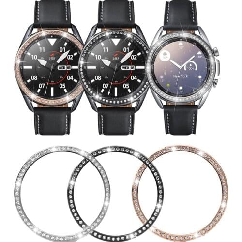 Diamond Ring for Samsung Galaxy Watch 3 41/42/46 Stainless Steel Bezel Adhesive Case High Quality Protection ring Anti-collision