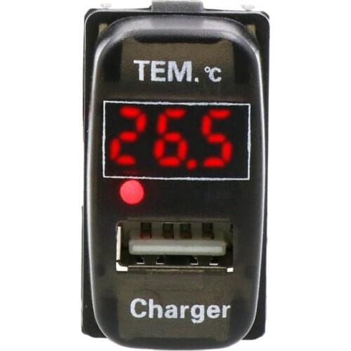 Car USB Adapter DC12V 2.1A with Temperature Display Socket Charger Adapter for Mitsubishi