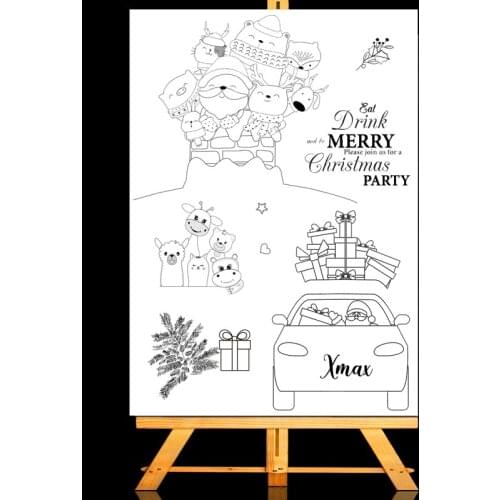 AZSG Santa gift car Rubber Clear Stamps/Seal For DIY Scrapbooking/Card Making/Album Decorative Rubber Stamp Crafts