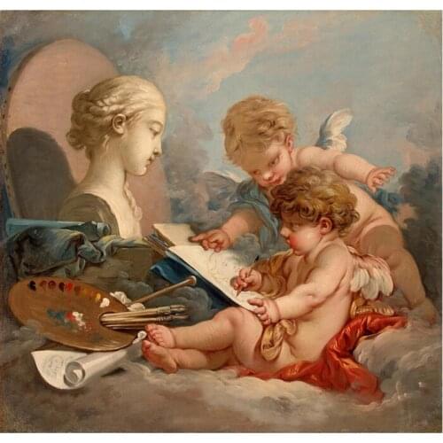 Free shipping classical religious angels drawing sculpture canvas painting oil painting on canvas wall art decoration picture