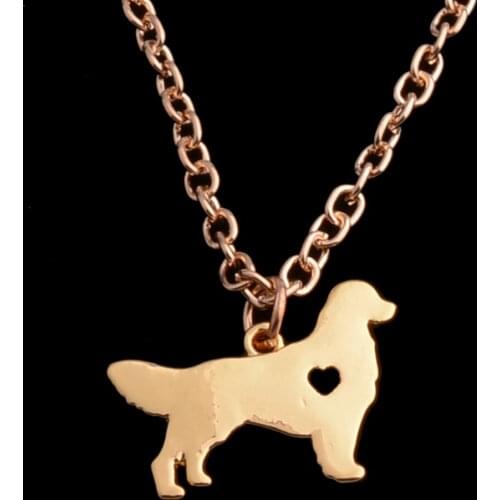 Bespmosp Bohemia Gold Silver Plated Soviet Hunting Wolf Dogs Pet Puppy Pendant Necklace Heart Women Men Jewelry Boho Party Gifts