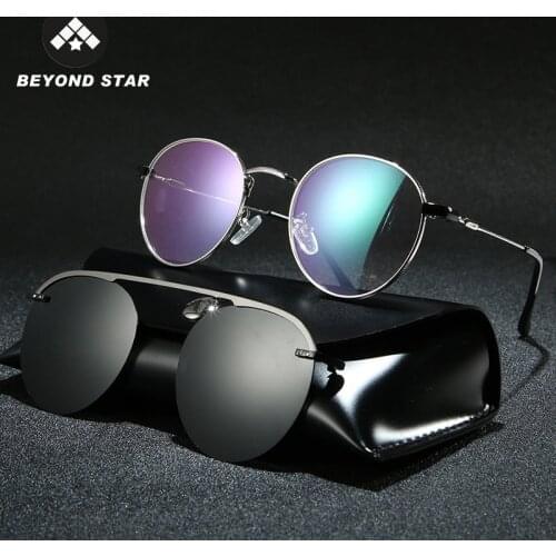 BEYONDSTAR New Polarized Steampunk Round Magnet Clip On Sun Glasses Transparent Driving Double Sunglasses Men 2019 Oculos G2062
