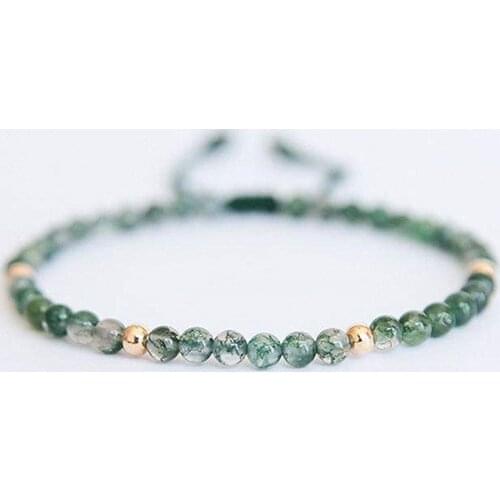 Small Natural Agate Stone Beaded Bracelets Meditation Green Color Healing Balance Hand-woven Thin Bracelet Charm Jewelry Gift