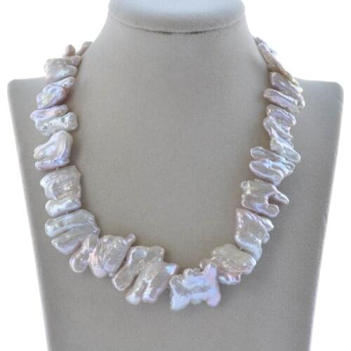 MCT·STAR Z10305 17" 38mm Lavender Double Baroque Keshi Pearl Necklace
