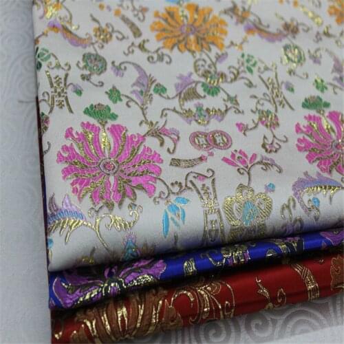 CF956 Flowers White/Blue Jacquard Brocade Silky Fabrics/Decoration Clothes,Cushion,Clothings Fabric,DIY Sewing Materials