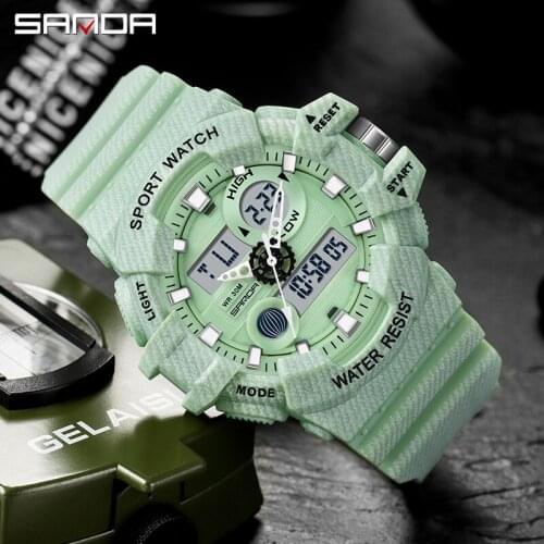 SANDA Japan Movement Quartz Digital Male Clock Waterproof Military Army Cowboy Men G style Sports Watches Relogio Masculino
