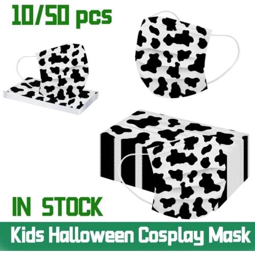 50/10Childrens Face Mask Cartoon Printed Soft Skin-friendly Disposable Mouth Mask Boy Girl Halloween Cosplay Mask Mascarilla