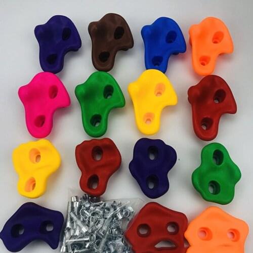 New10 Pcs PE Safety Materials Double Hole Oversized Profession Children Rock Climbing Wall Stones With Screws Training Equipment