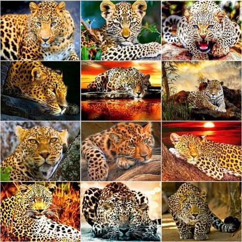 Evershine Full Square 5D DIY Diamond Painting Leopard Diamond Embroidery Cross Stitch Animals Rhinestone Mosaic Home Decor