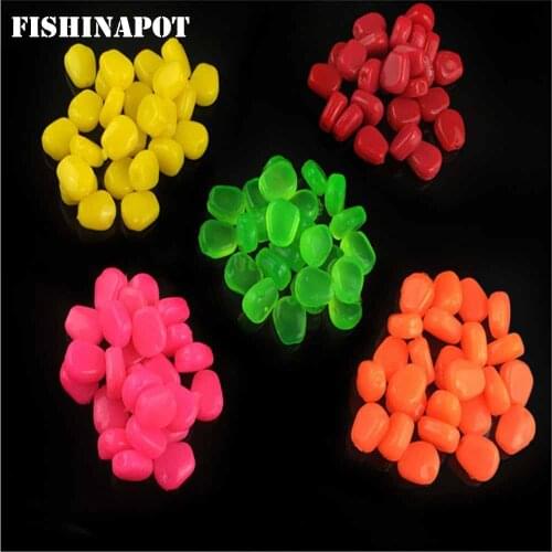 FISHINAPOT 50Pcs/lot Soft Lures with Aroma Artificial Corn 1cm 0.4g Fishing Lure Bait Glass Carp Fishing Hook Fishing Tool