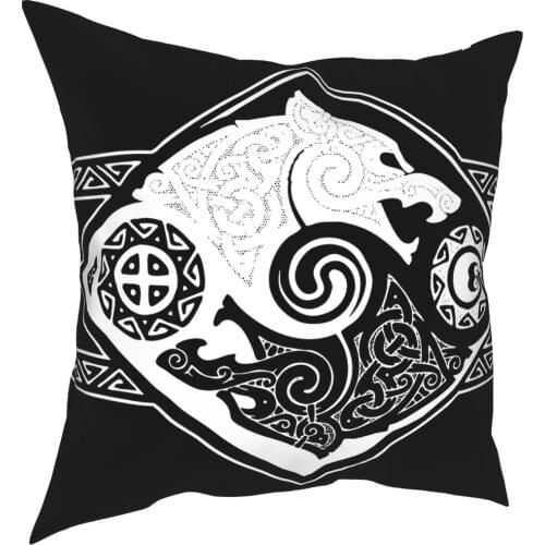 Hati And Skoll Nordic Mithology Pillowcase Printed Polyester Cushion Cover Gift Viking Throw Pillow Case Cover Seat 40X40cm