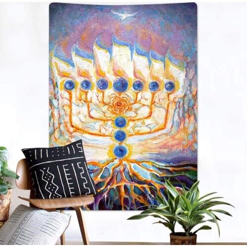 Tree of Life Hannukkah Art Painting Pattern Tapestries Wall Hanging for Bedroom Living Room Décor