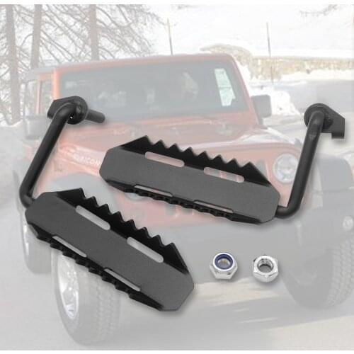 2 Pcs Pair Set Black Steel Exterior Door Foot Pegs Rest for Jeep Wrangler JK 2007-2018 2/4 Door All Automatic Transmission