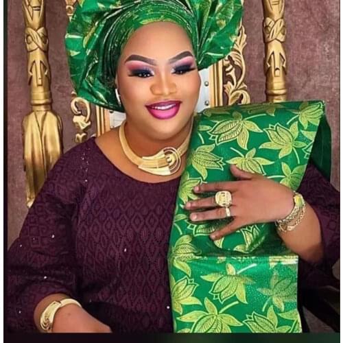 Hot Sales African Sego Headtie High Quality 116 2pcs/Bag Headscarf 100% African Sego Headtie & Wrapper For Wedding