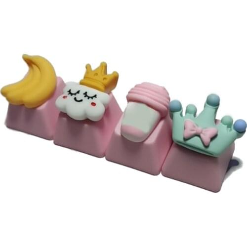 LX9B 1Pc DIY PBT Keycap Pink Cute Cake Ice Cream for mechanical keyboards R4 Height Childrens Gifts