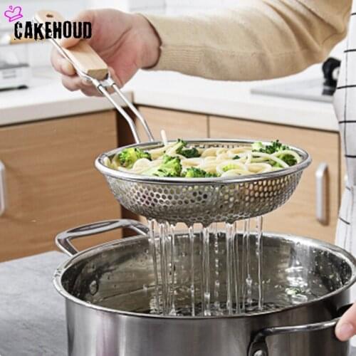 CAKEHOUD Stainless Steel Household Multi-function Fried Fine Mesh Filter Kitchen Food Sieve French Fries Colander Cooking Tool
