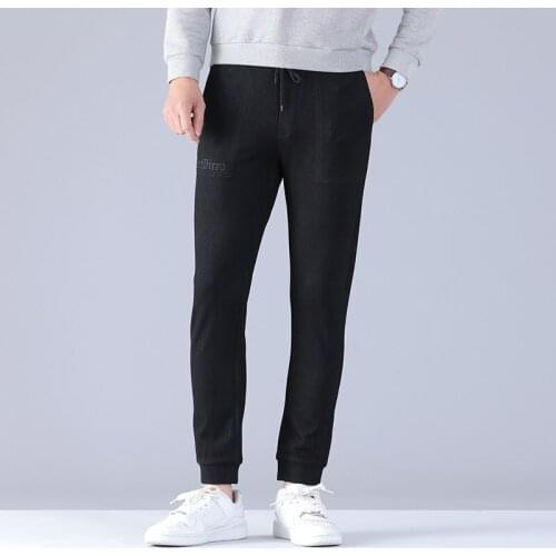 Mens Fashion High Quality Cotton Casual Pants Stretch Male Trousers Man Long Straight Plus Size black pants
