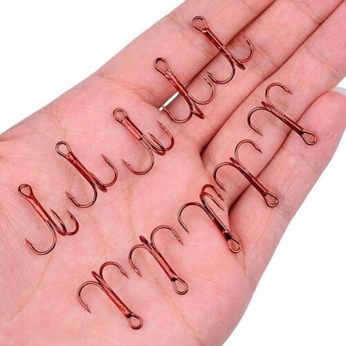 50Pcs Carbon Steel Three Hook Set Portable Sharp Anti-corrosion Barb Treble Hook Fish Fake Bait Sea Fishing Accessory