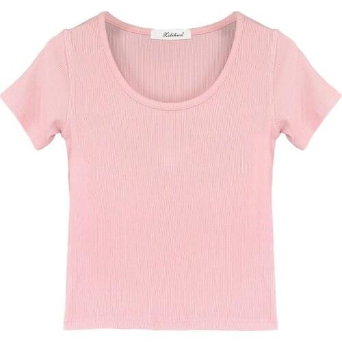 2021 summer new ladies highlight small waist and big breasts, white short-sleeved tight-fitting t-shirt, short top