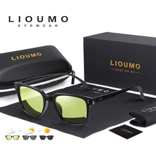 LIOUMO Brand Chameleon Sunglasses Men Polarized Photochromic Goggle Women Safe Driving Glasses Classic Square Design zonnebril
