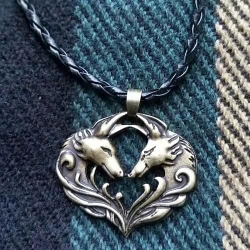 Punk Metal Double Wolf Hollow Pendant Necklace Lover Necklace Charm Man Women Fashion Jewelry Party Accessories Valentines Gift