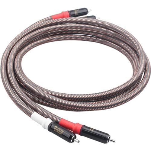 A pair Hifi RCA Cable Accuphase OCC pure copper RCA interconnect audio cable silver plated plug