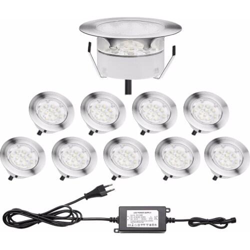 QACA Stainless Steel Waterproof IP67 Outdoor Recessed Yard Garden Decoration Lamp Patio Stairs Landscape 10pcs/set B108-10