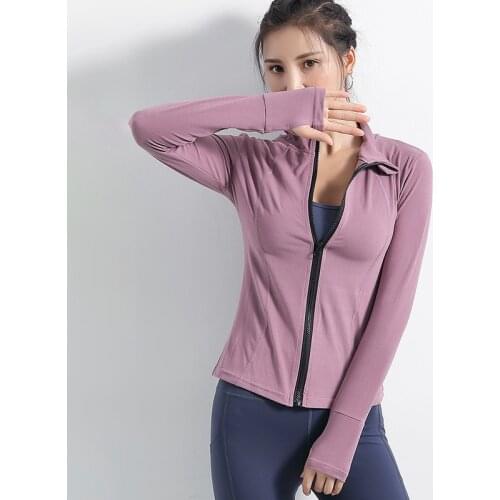 SALSPOR Women Yoga Shirts Longsleeve Qucik Dry Sportwear Running With Thumb Zipper Sport Shirts Fitness Gym Shirts Tops Female