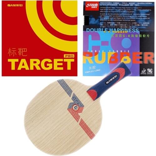 Sanwei WHITE EVEN 19 Soft Carbon Sanwei TARGET DHS C8 Professional Table Tennis Blade With rubbers quality finished racket