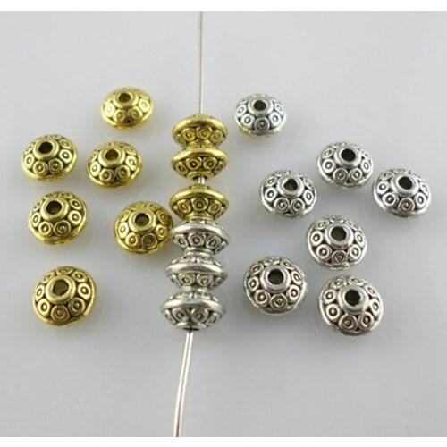 120pcs Alloy Silver Charm Loose Spacer Beads 7x4mm Bracelet Jewelry Findings