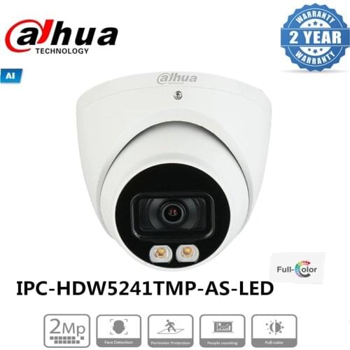Dahua Global Version 2MP WDR Eyeball WizMind Network Camera IPC-HDW5241TMP-AS-LED Built-in MIC Full-Color IP H.265 IR 20M