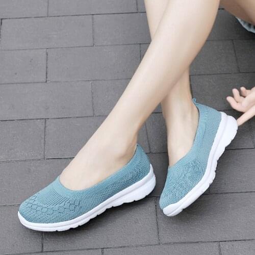 Woman Vulcanize Shoes Light Sneakers Womens Flats Comfort Sock Shoes Plus Size 42 Breathe Summer Loafers Walking Flat Shoes
